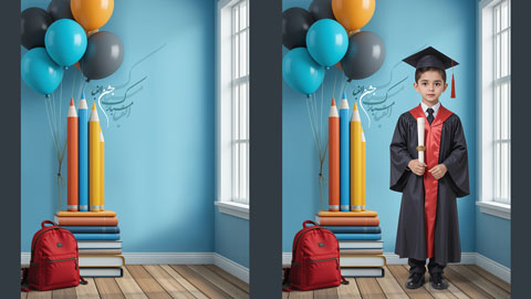 دانلود بک گراند جشن الفبا و فارغ التحصیلی با تم آموزشی مدرن