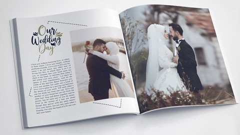 بک گراند آلبوم دیجیتال عروس و داماد با طراحی مدرن و تایپوگرافی Our Wedding Day