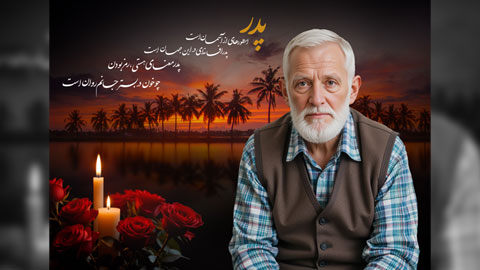 بک گراند فوت و ختم با شمع روشن، گل رز قرمز و فضای غروب آرام